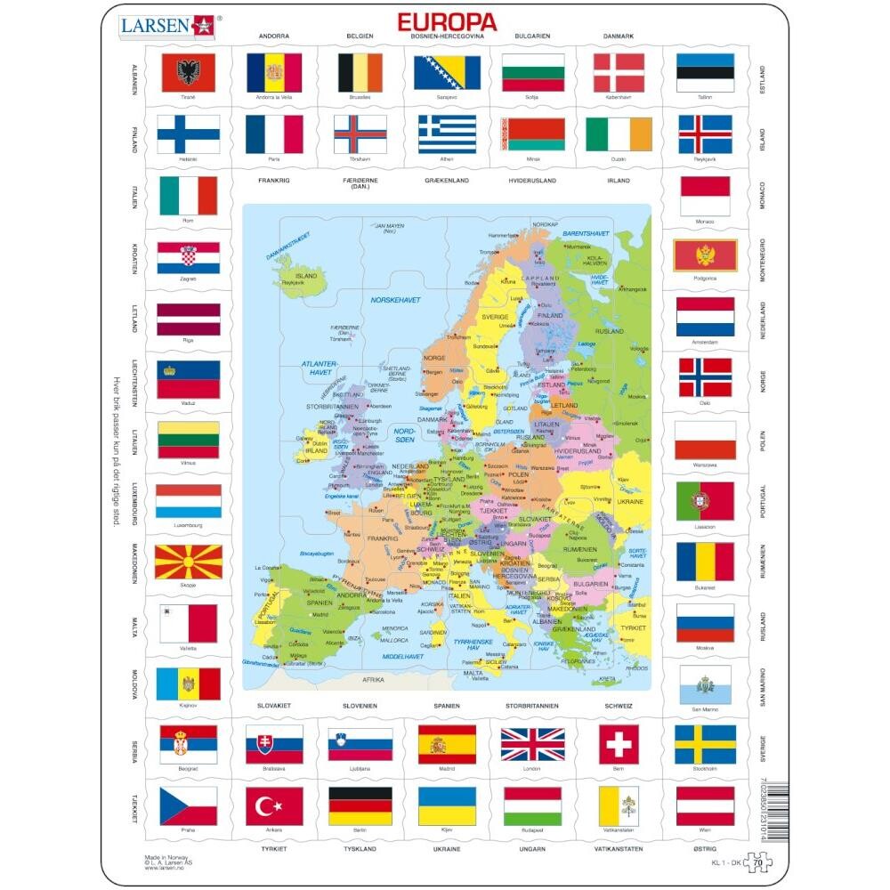 Billede af Pappuslespil Europa - 70 brikker