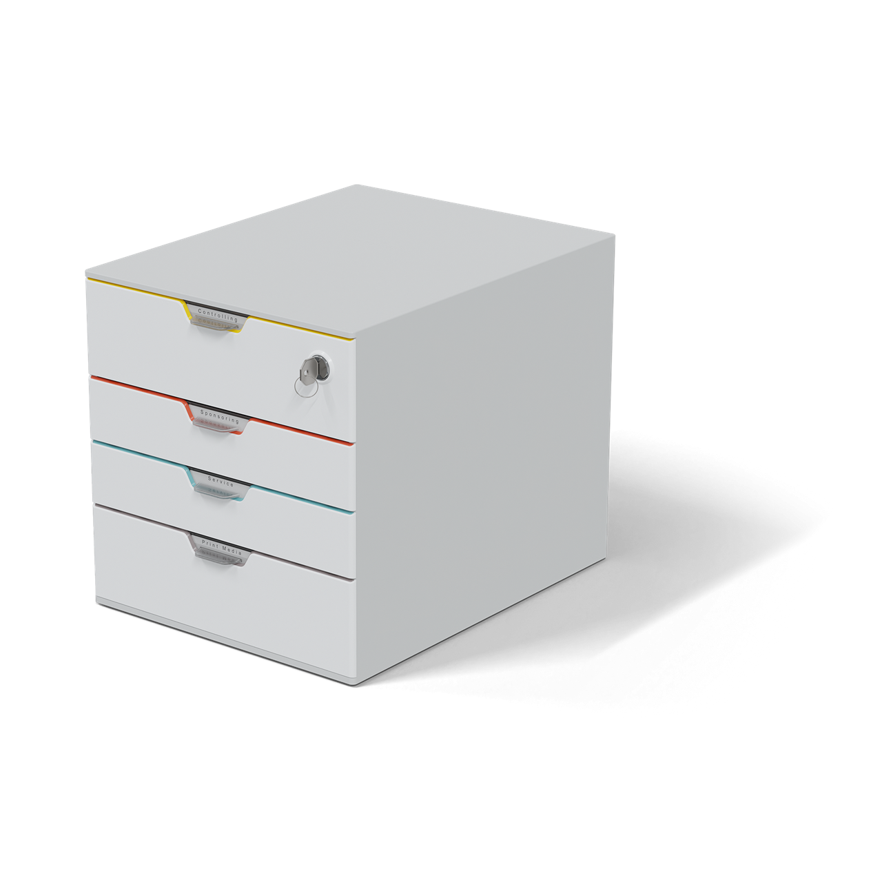 Varicolor Skuffekabinet med 4 skuffer låsbart billede