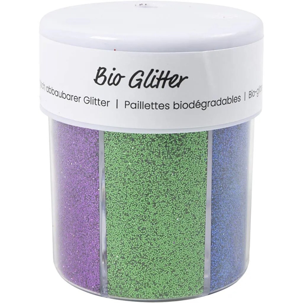 Bio-glitter, ass. farver, 6x28 ml/ 1 ds. billede