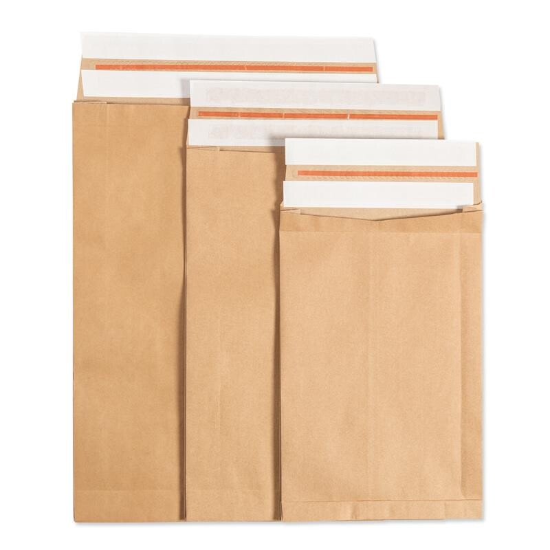 Papir E-handelspose m/genluk 250x350x50mm 135 gram, 100 stk.