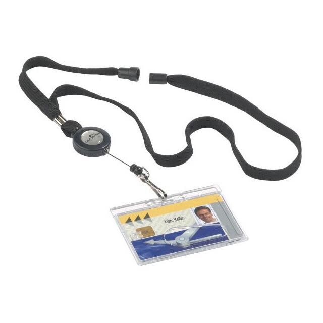 Durable halssnor med yoyo + krog 44x1cm sort 10stk