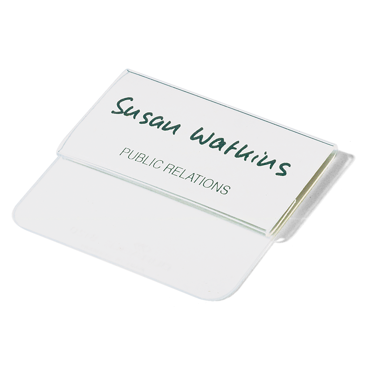 Navneskilt med tuck flap 40x75 mm billede