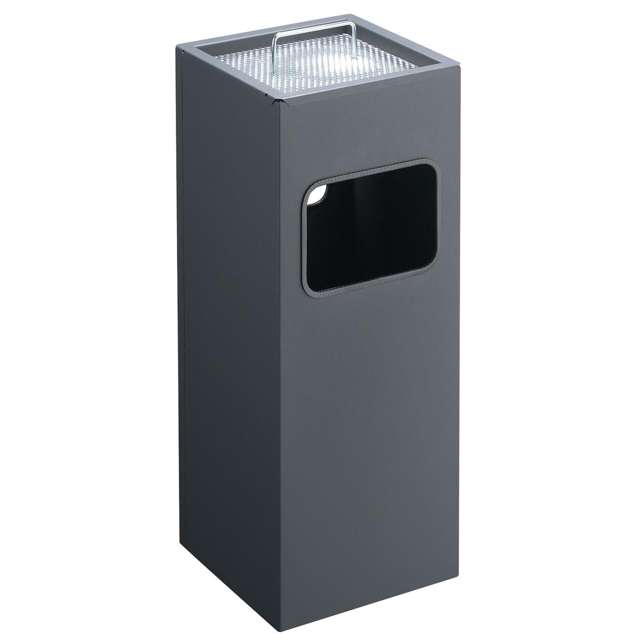 Papirkurv 17L, askebæger 2L, metal firkantet, sort