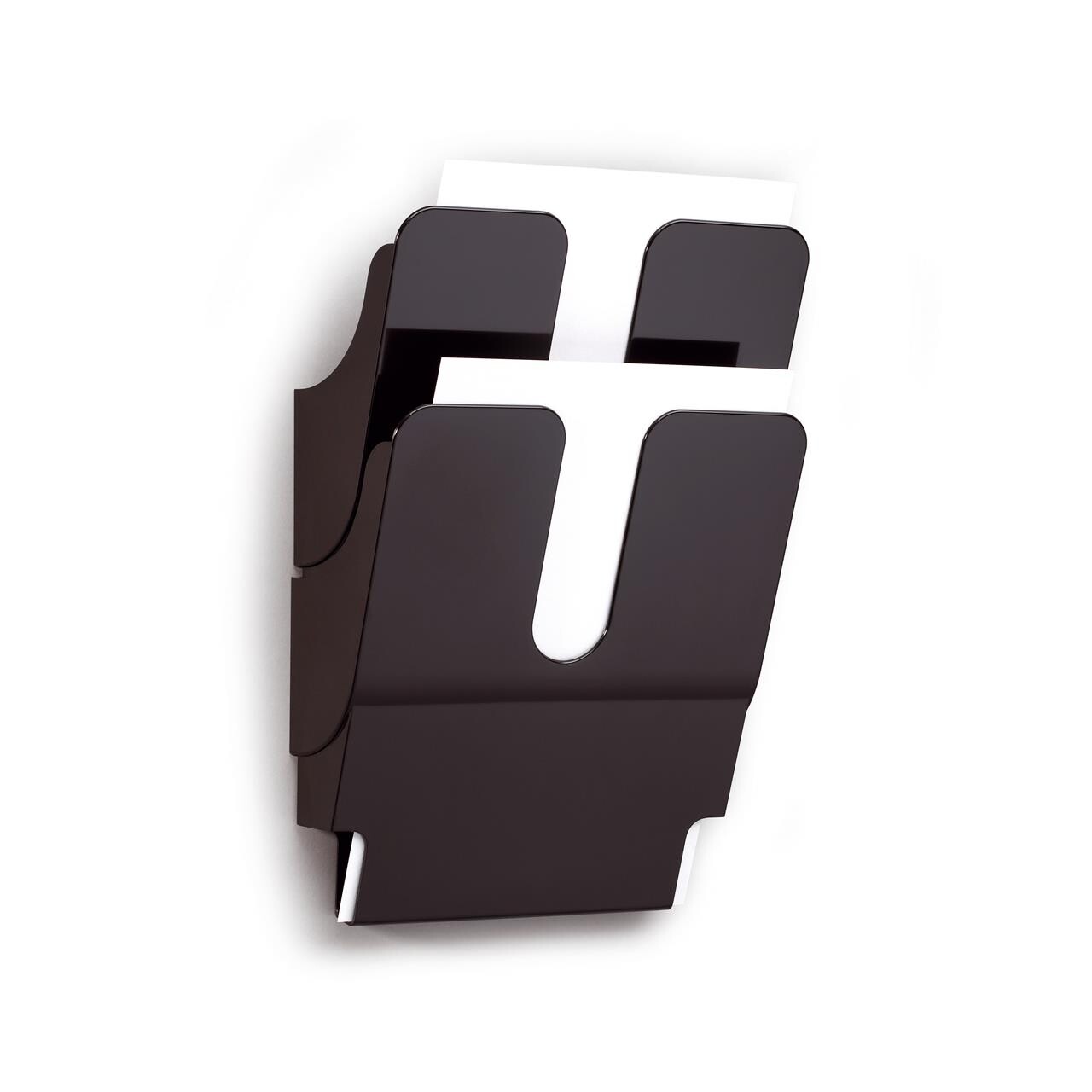 Brochureholder t/væg 2 fag, A4, sort billede