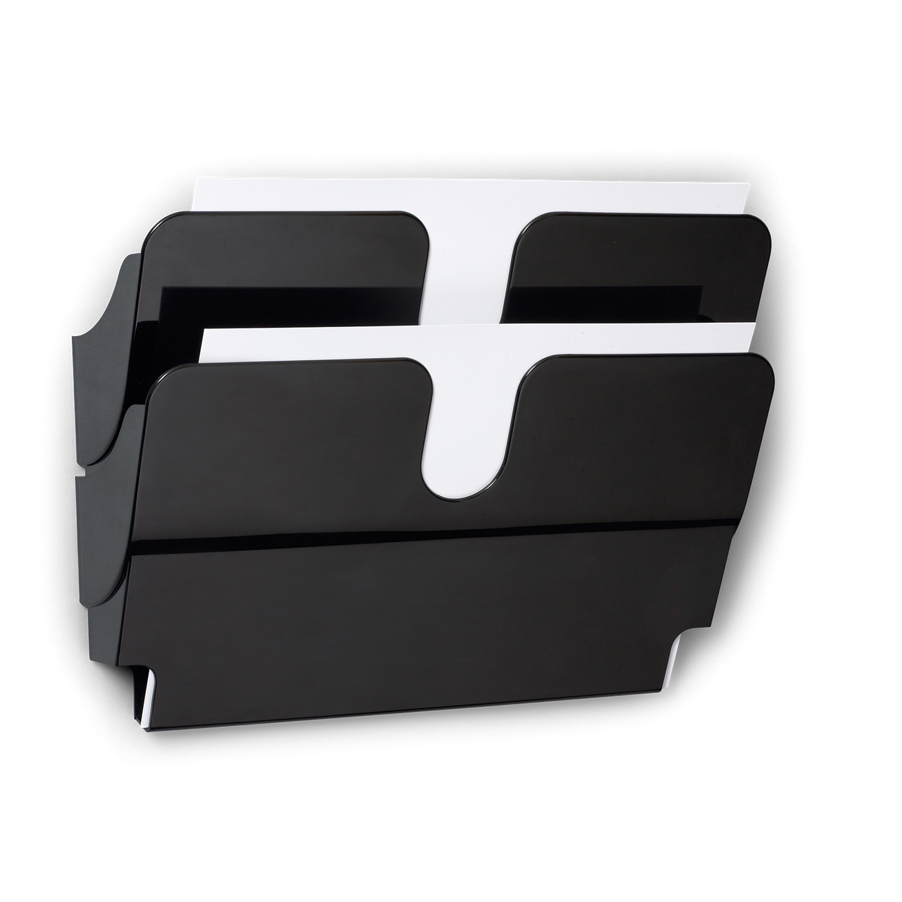 Brochureholder t/væg 2 fag, sort billede