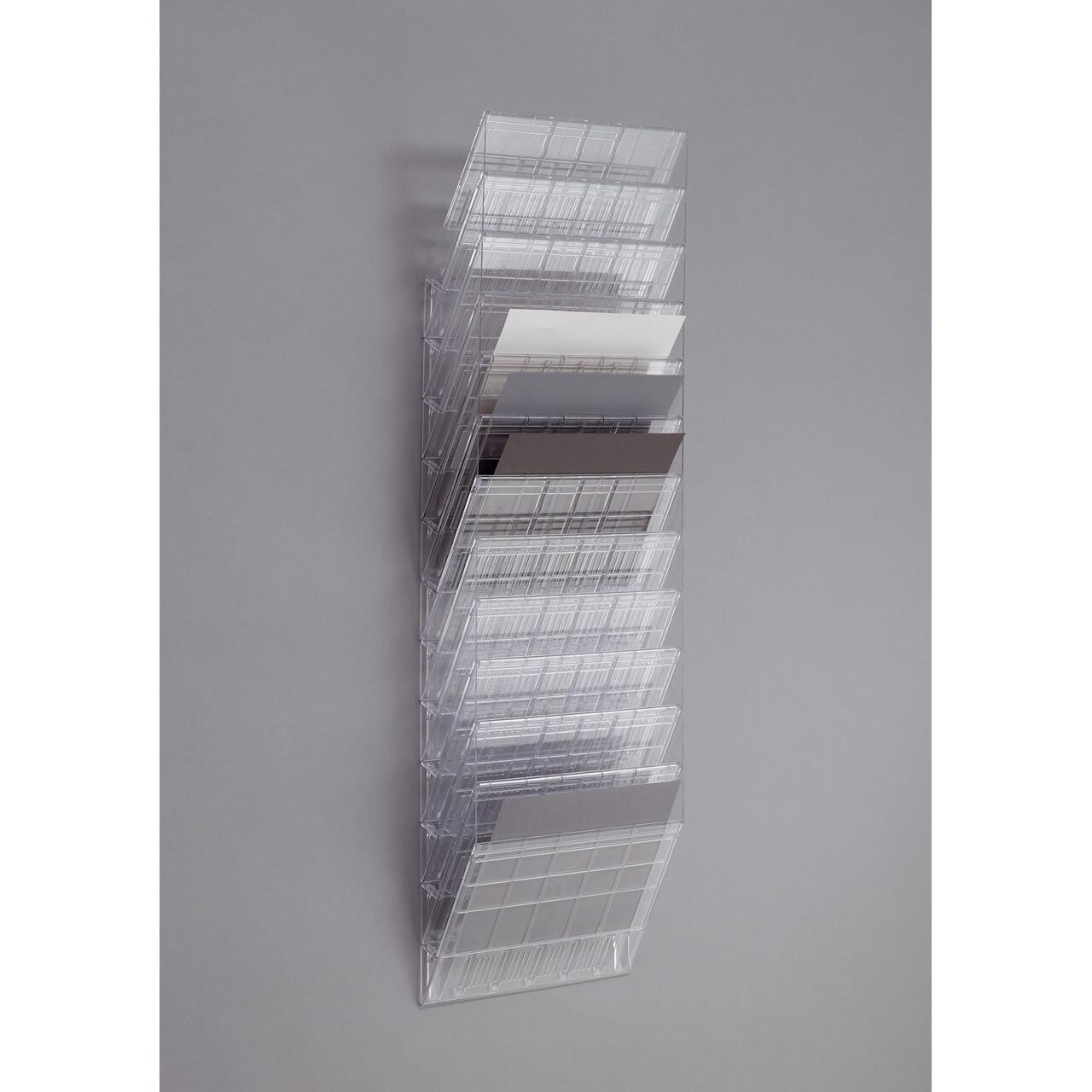 Brochureholder A4, med 12 sæt, tværformat, klar billede