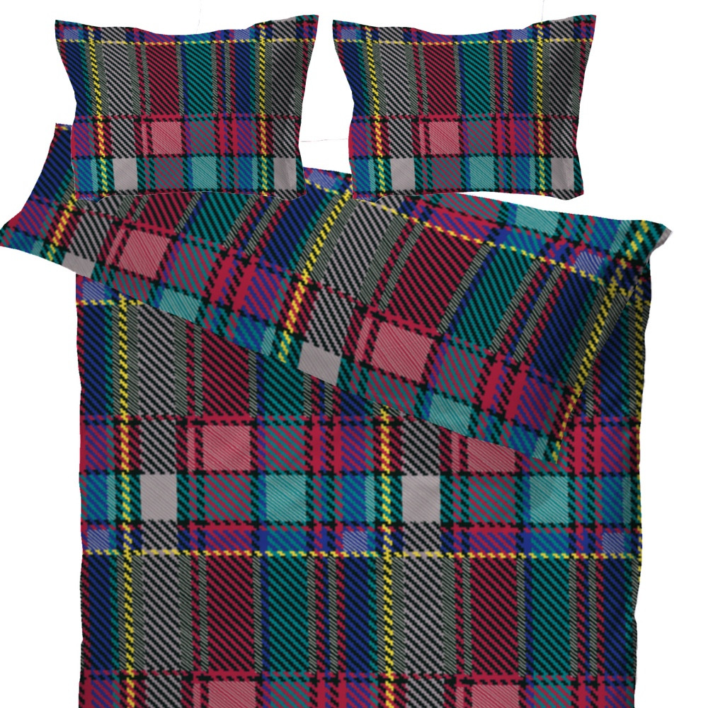 Woven check multi bomuldssatin sengetøj til dobbeltdyne 200x200 Sengetøj dobbelt stribet