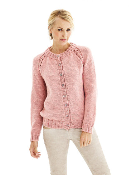 Cardigan med raglan-hulmønster