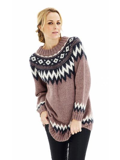 Oversize sweater med nordisk mønster - PDF