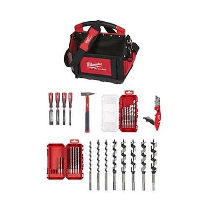 Milwaukee taske med værktøj og bor.