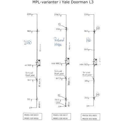 Yale Doorman L3 MPL låsekasse, 2136,5 mm K5, V