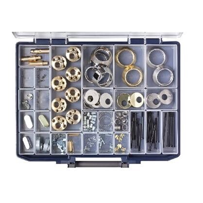 Ruko sortimentsæske med tilbehør til sikkerhedscylinder.