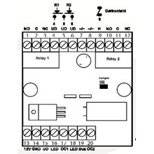 Fordelerprint 12/24 V AC/DC til 12 VDC, 2 relæ