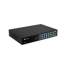 Milesight PoE Switch, 16xPoE, 2x Gigabit-uplink, 200W