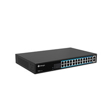 Milesight PoE Switch, 24xPoE, 2x Gigabit-uplink, 400W