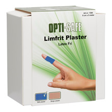 Plaster Opti-safe limfri, 6cm x 5m, blå
