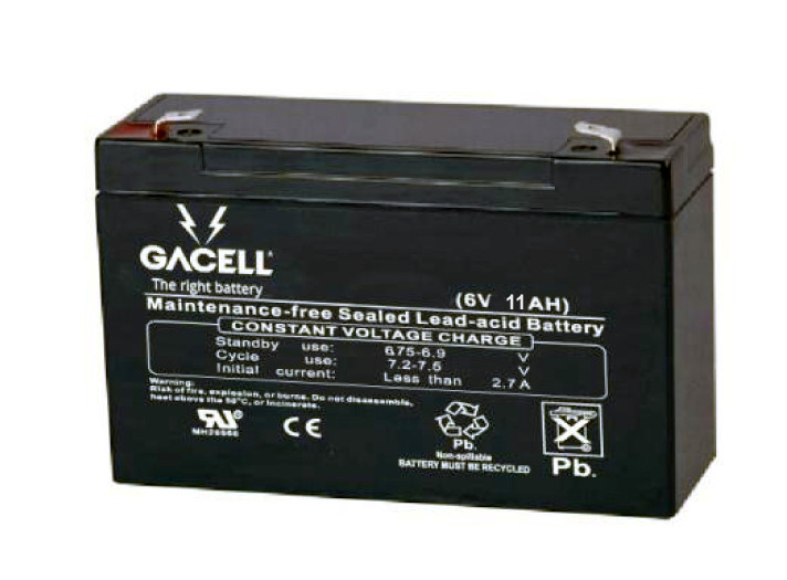 Batteri 11Ah/6V/151x51x94 <br />Stationær - AGM - Longlife