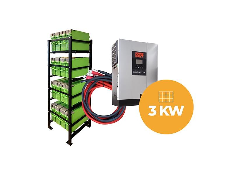 Solarkit 92Ah/48V - 3kW-LA-Rack <br />Stationær - Solarkit