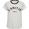 HAUTE L'AMITIÉ T-SHIRT, NECKLINE OFF-WHITE/MOCCA