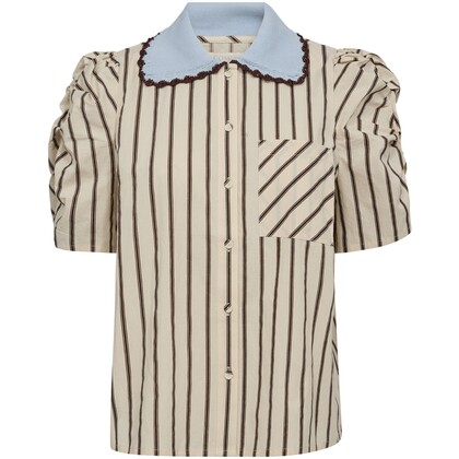 GOSSIA BLUSE, MULLE OFF WHITE/BROWN