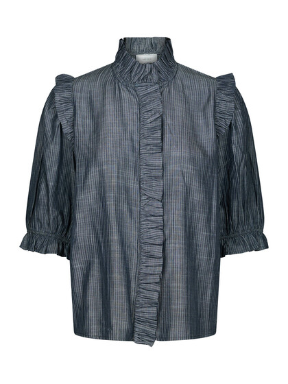 NEO NOIR SKJORTE, CHACHA CHAMBRAY STRIPE BLOUSE