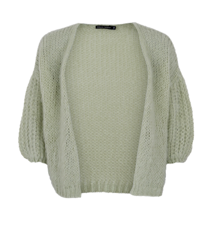 BLACK COLOUR CARDIGAN, CASEY PUFF PASTEL GREEN