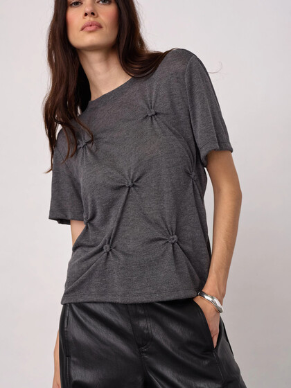 CO' COUTURE TSHIRT, TANIACC-KNOT-TEE-MIDGREY