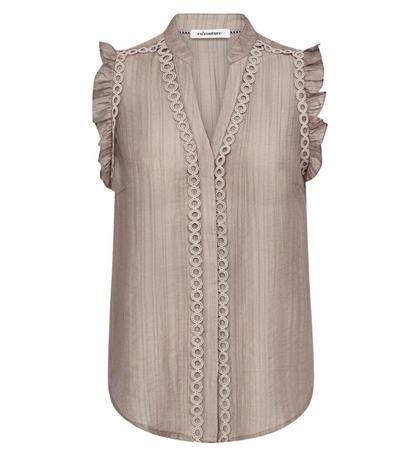 CO' COUTURE TOP, REGGIE FRILL TAUPE