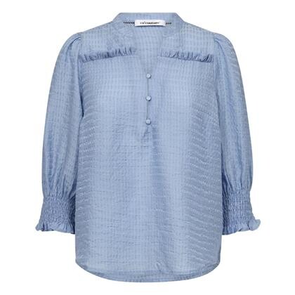 CO' COUTURE BLUSE, CHARLIE FRILL PALE BLUE