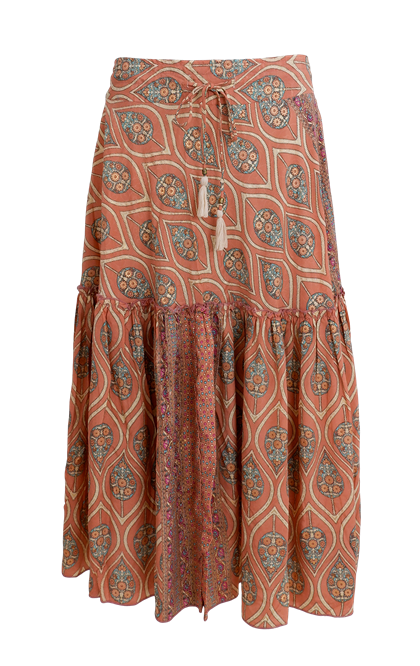 BLACK COLOUR NEDERDEL,BCLUNA BOHO MIDI TULIP ROSE
