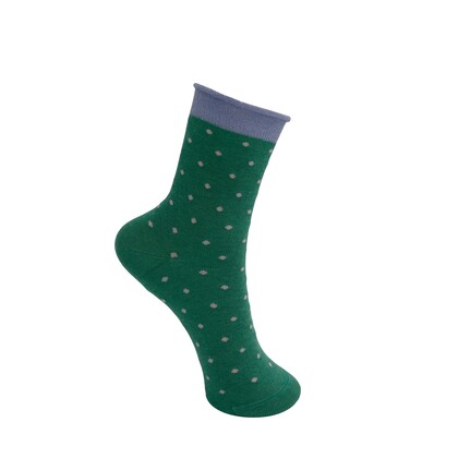 BLACK COLOUR STRØMPER, JO DOTTED MING GREEN