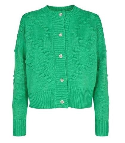 CO´COUTURE CARDIGAN, BUBBLE KNIT VIBRANT GREEN