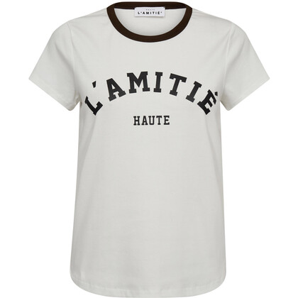 HAUTE L'AMITIÉ T-SHIRT, NECKLINE OFF-WHITE/MOCCA