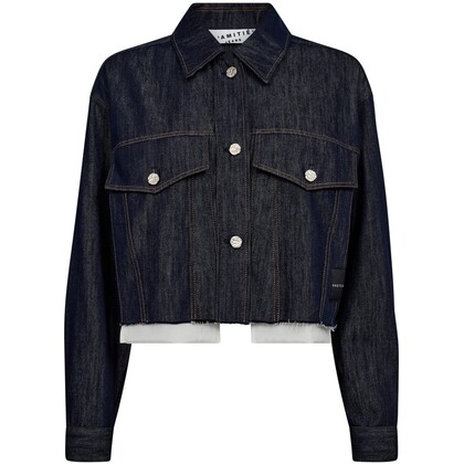 HAUTE L´AMITIÉ SKJORTEJAKKE, CARGO CROP DARK DENIM