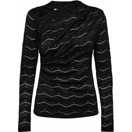 HAUTE L'AMITIÉ BLUSE, LACE DRAPE BLACK