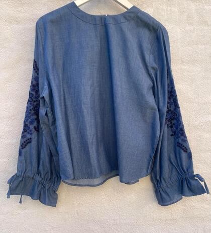 WAUW BLUSE, WILMA BLUE CHAMBRAY