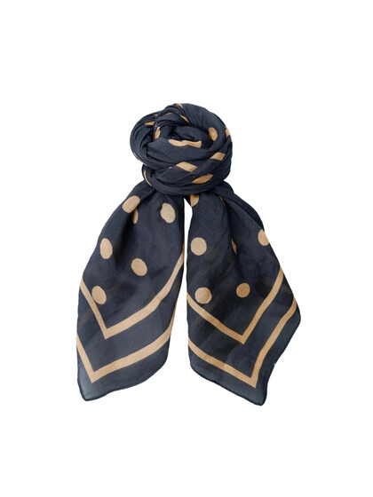 BLACK COLOUR TØRKLÆDE, JUDE DOTTED MINI SCARF DARK GREY