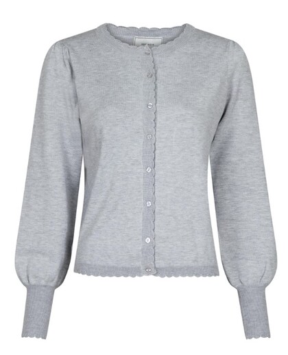 NEO NOIR CARDIGAN, ROSE SCALLOP LIGHT GREY