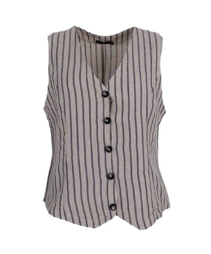 BLACK COLOUR VEST, MELINA BEIGE STRIPE