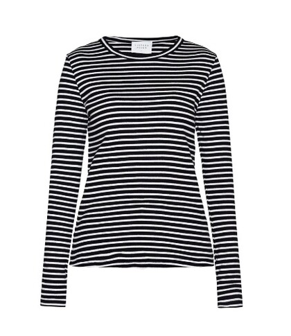 SISTERS POINT T-SHIRT, EIKE LS BLACK/CREAM