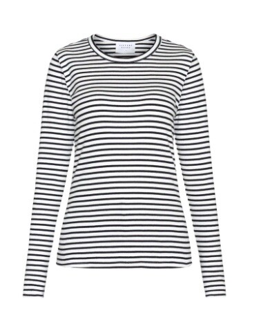 SISTERS POINT T-SHIRT, EIKE LS CREAM/BLACK