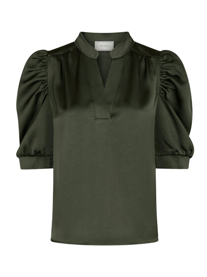 NEO NOIR BLUSE, ROELLA HEAVY SATEEN DEEP GREEN