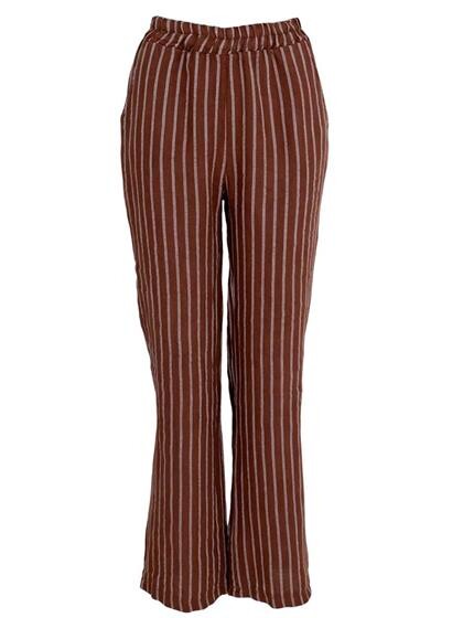 BLACK COLOUR BUKS, MELINA WIDE LINEN NOUGAT STRIPE