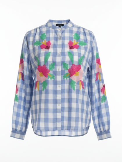 QNUZ SKJORTE, BOHEME CHECK BLUE