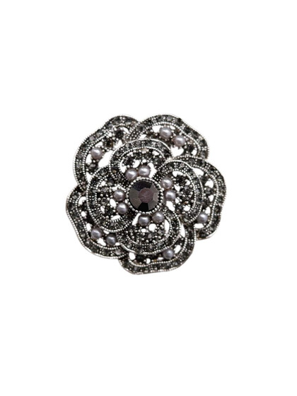 BLACK COLOUR BROOCH, VICTORIA SILVER
