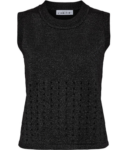 HAUTE L'AMITIÉ TOP, HOLE KNIT BLACK