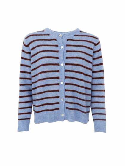 BLACK COLOUR CARDIGAN, DELL BLUE STRIPED