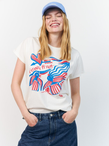 LOLLYS LAUNDRY T-SHIRT, ROMA FLYING WHITE