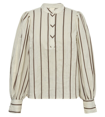 GOSSIA BLUSE, ANNEMAI OFF WHITE/BROWN STRIPES