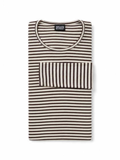 NØRGAARD PÅ STRØGET T-SHIRT, 101 FINE STRIPE BROWN/ECRU